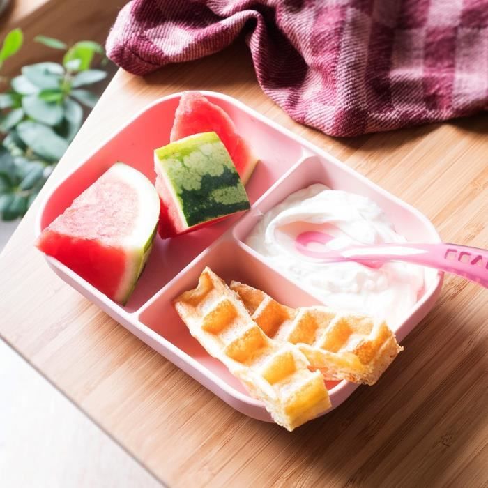 BEABA Silicone lunch set 2 pieces compartmentalized - pink