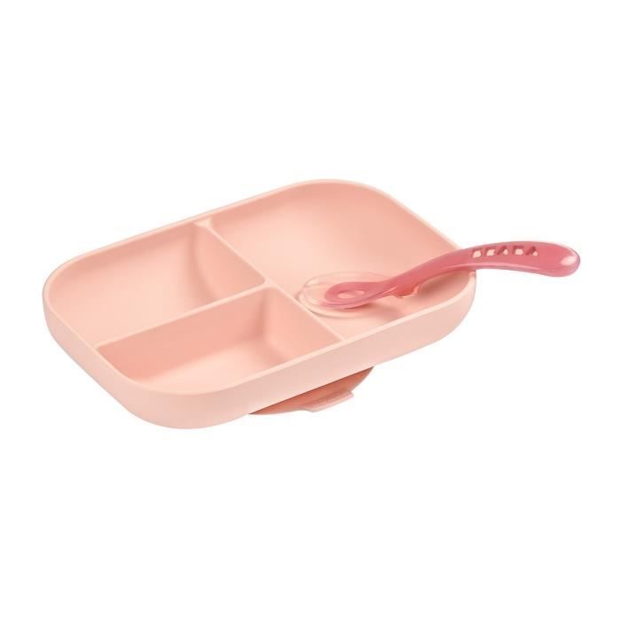BEABA Silicone lunch set 2 pieces compartmentalized - pink