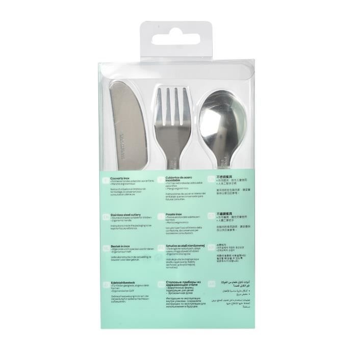 BEABA Set of 3 old pink stainless cutlery