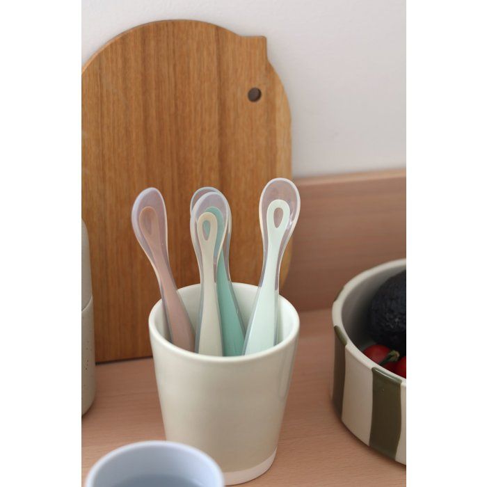 Set of 4 1st age silicone spoons Velvet grey/Sage green