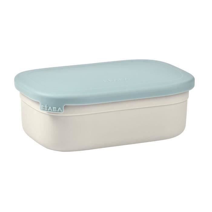 BEABA, Children's stainless steel lunch box, silicone lid and protective cover, Velvet gray and blue
