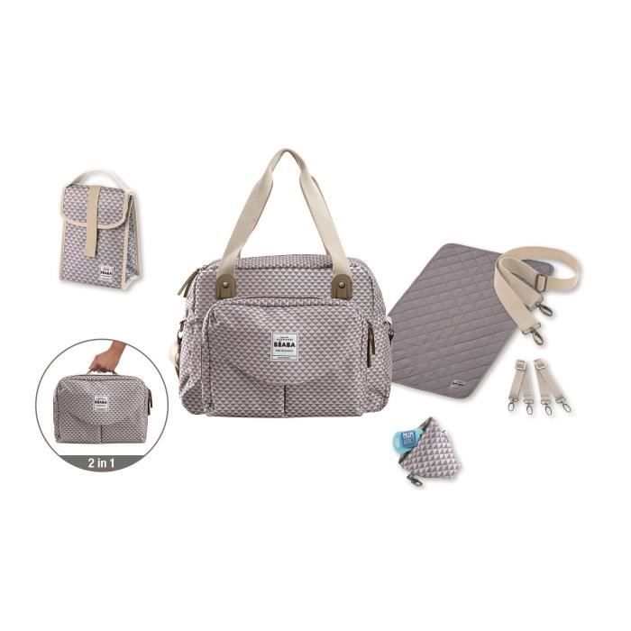 BEABA Sac a langer Geneve II Play Print grey/coral - 23L