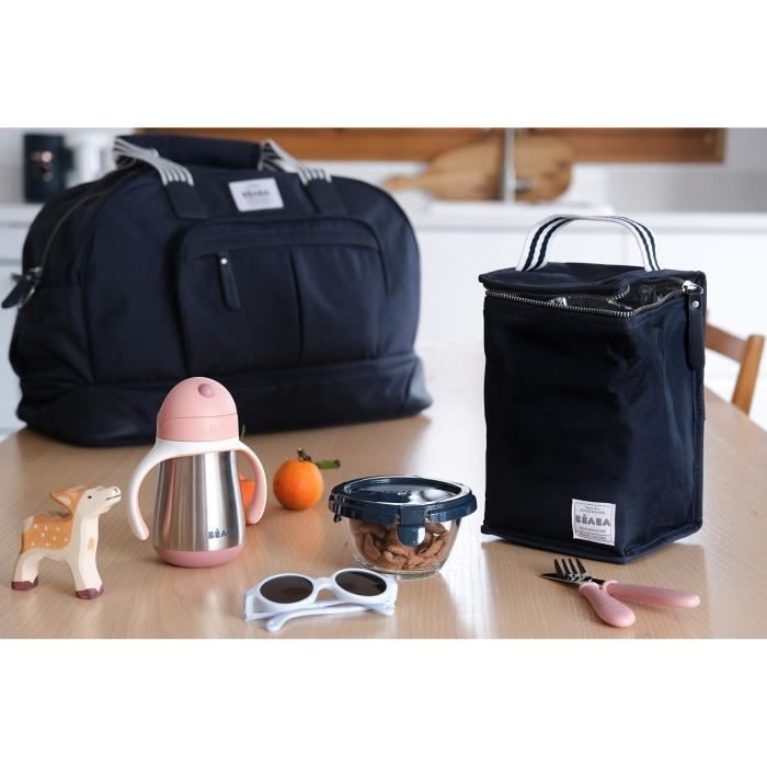 BEABA, Insulated lunch pouch Navy blue / stripes