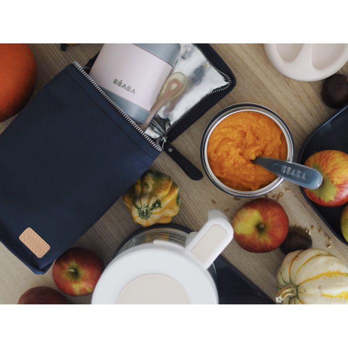 BEABA, Insulated lunch pouch Navy blue / stripes