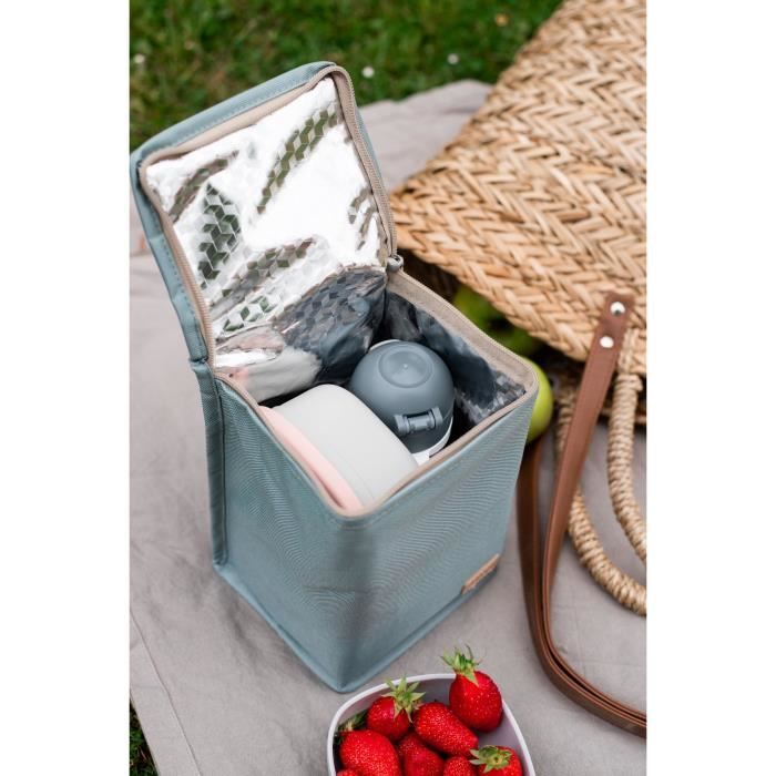 Beaba, baby meal pouch, isothermal, sage green