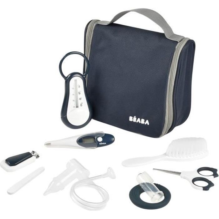 BEABA, Travel toiletry bag, 9 accessories, night blue