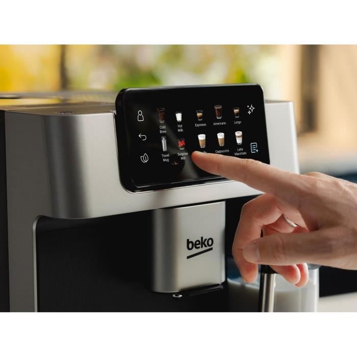Coffee machine with grinder - BEKO - CEG7348X - 1350 W - 250g beans - Black / Silver
