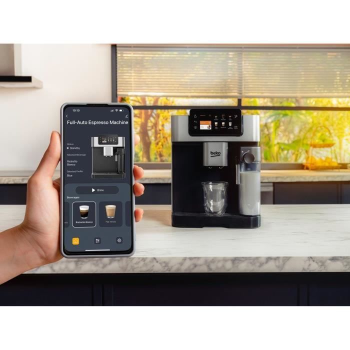 Coffee machine with grinder - BEKO - CEG7348X - 1350 W - 250g beans - Black / Silver