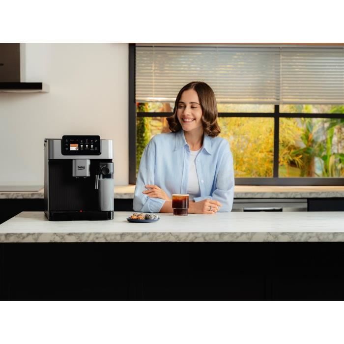 Coffee machine with grinder - BEKO - CEG7348X - 1350 W - 250g beans - Black / Silver
