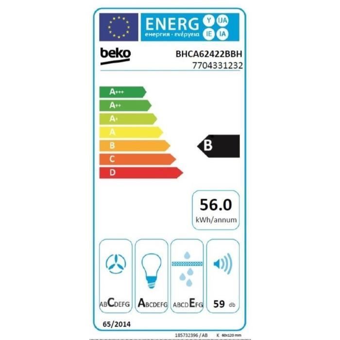 BEKO BHCA62422BBH wall hood - 60 cm