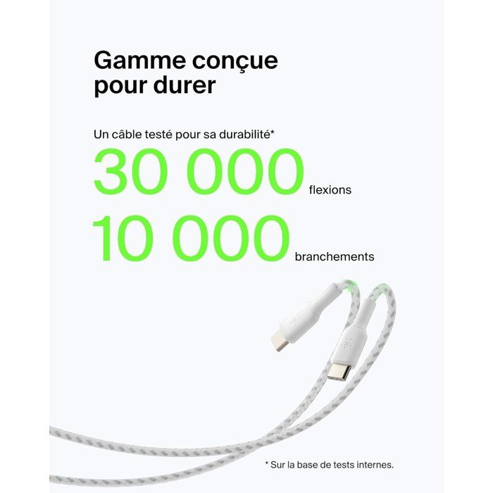 Braided Cable - BELKIN - USB-C to USB-A - 1 m - White