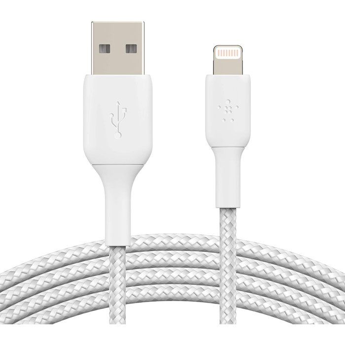 Câble tressé - BELKIN - Lightning vers USB-A - 2 m - Blanc