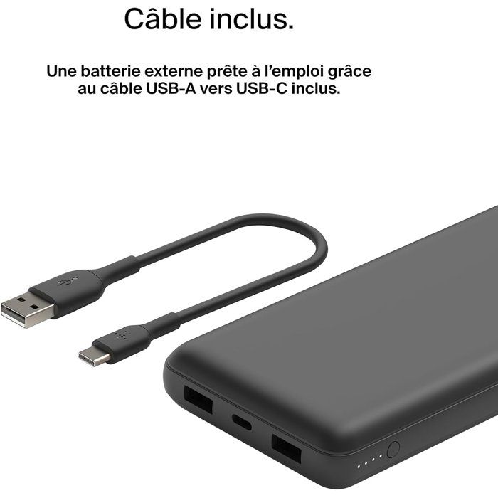 Portable Charger - BELKIN - 20,000 mAh - USB-A & USB-C - 15 W - Black
