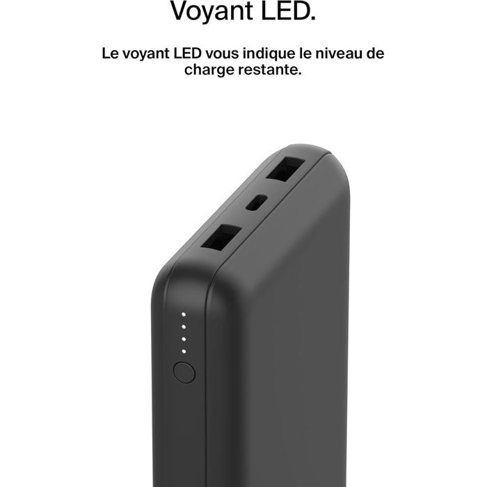 Portable Charger - BELKIN - 20,000 mAh - USB-A & USB-C - 15 W - Black