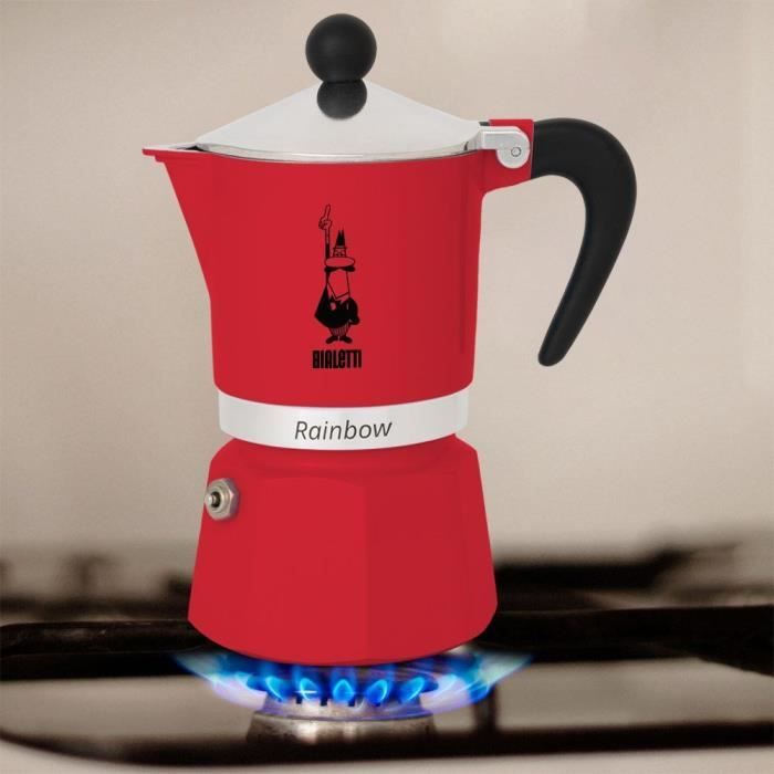 Italian coffee maker - BIALETTI - RAINBOW - 6 cups - 0.30 L - Red