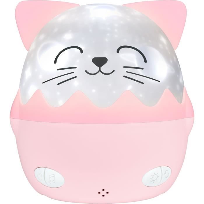 Wireless musical night light - BIGBEN - Cat - 360° projection, 13 films, 8 melodies, Remote control, USB-C battery