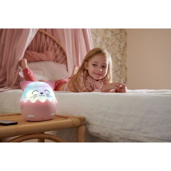 Wireless musical night light - BIGBEN - Cat - 360° projection, 13 films, 8 melodies, Remote control, USB-C battery