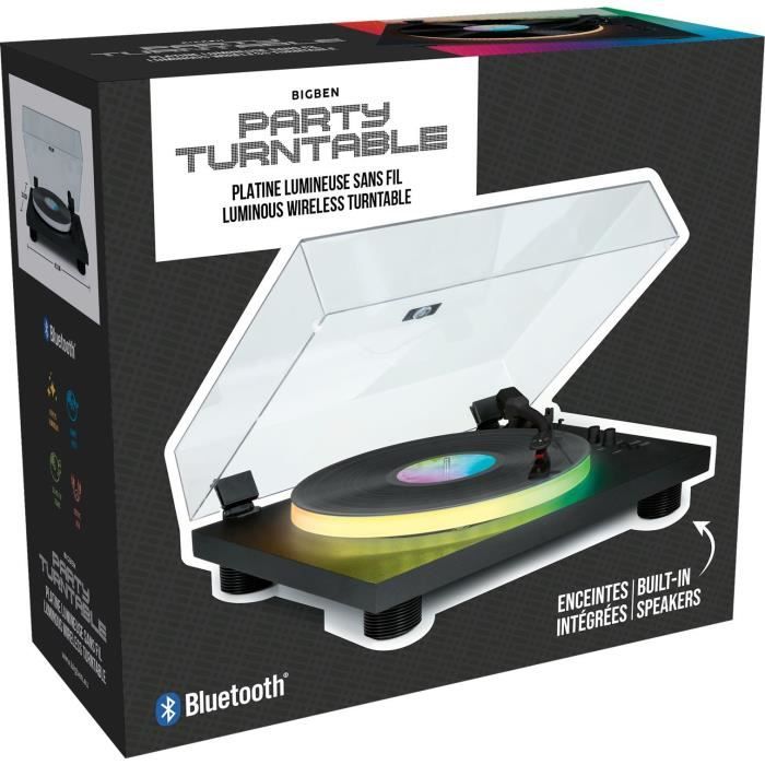Record Player - BIGBEN INTERACTIVE - Light-up Platter - Belt Drive - Bluetooth - Light Effects