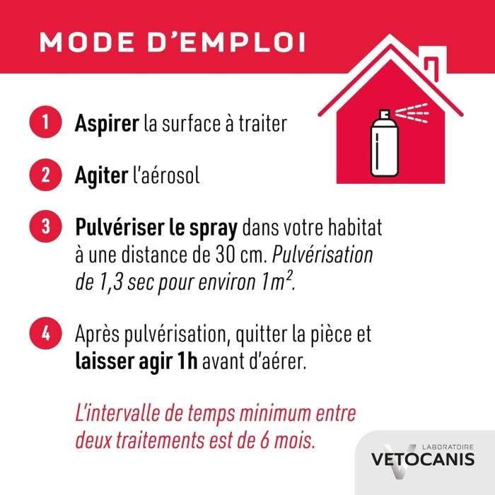 VETOCANIS Anti-flea and anti-mite spray for the home - 500 ml - For cat and dog