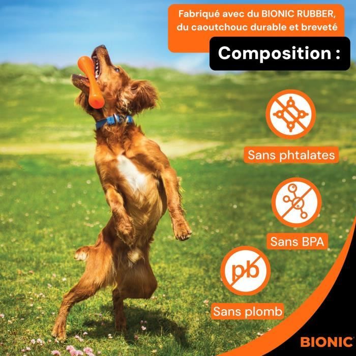 Dog toy - BIONIC - Urban stick - Size Medium 23 cm - Made of ultra-resistant rubber - lead, BPA and phthalate free