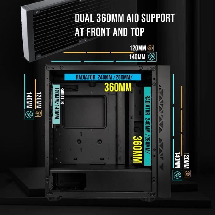 PC case without power supply - BITFENIX Tracery ARGB (Black) - Mid-tower - E-ATX format