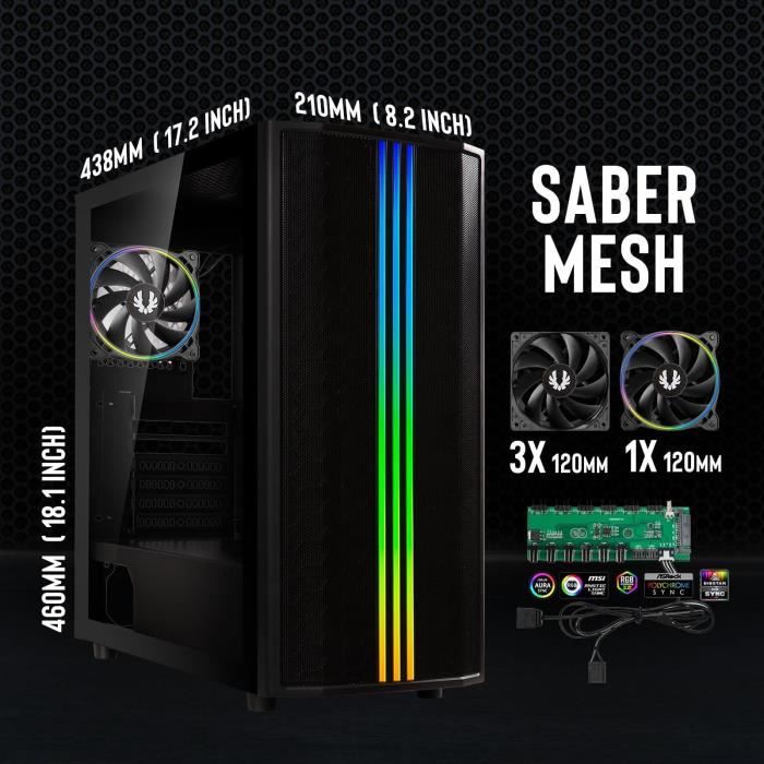 PC case without power supply - BITFENIX Saber Mesh (Black) - Mid-tower - ATX format
