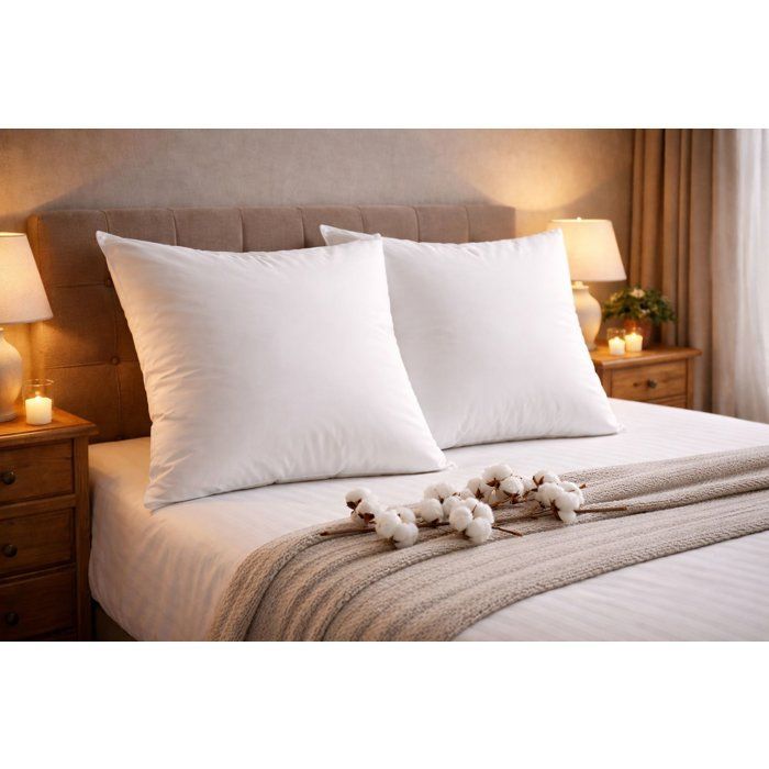 BLANREVE Set of 2 Cotton Pillows - 60 x 60 cm - White