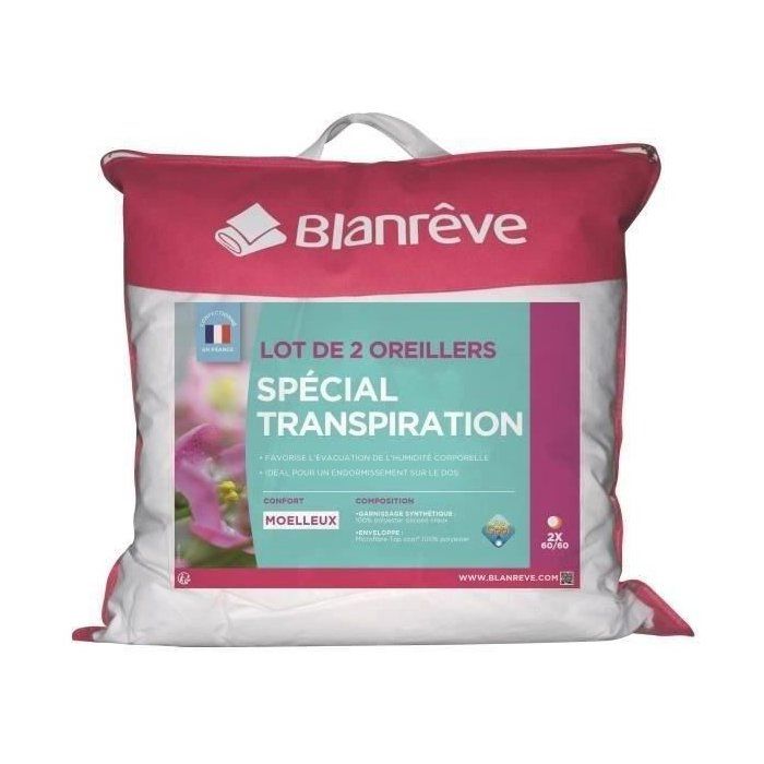 Blanreve batch of 2 pillows special perspiration - 60 x 60 cm - white