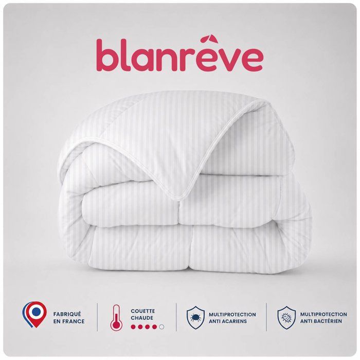 Duvet 220x240 cm BLANREVE PRESTIGE Multiprotection - 100% Polyester - 2 People - Striped Satin