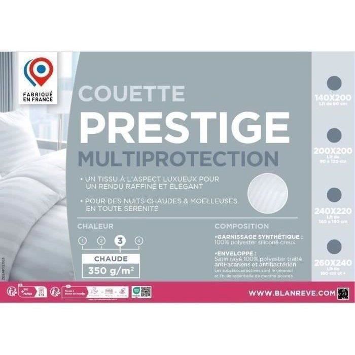 Duvet 220x240 cm BLANREVE PRESTIGE Multiprotection - 100% Polyester - 2 People - Striped Satin