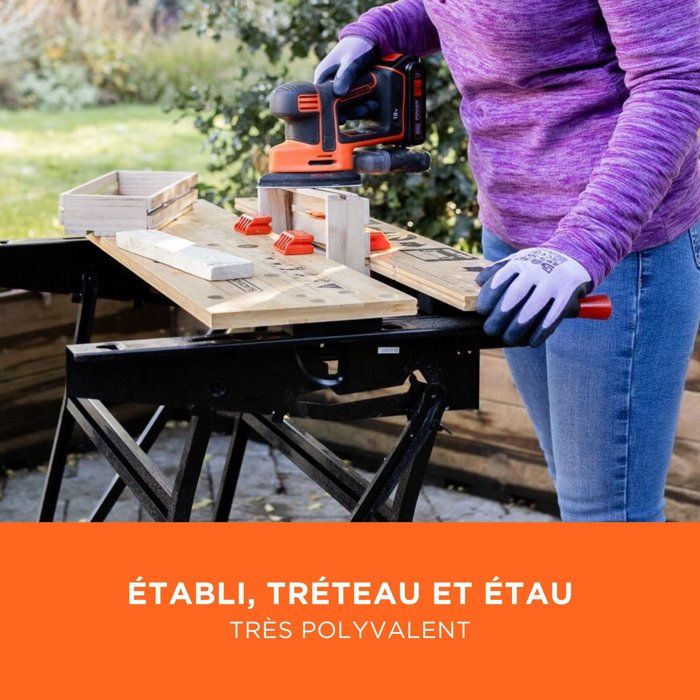 Etabli etau pliable - BLACK+DECKER - WM825-XJ - serrage a main - charge maximale de 250 kg