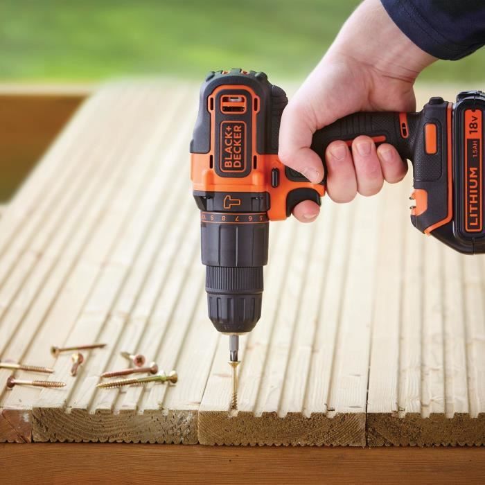 Cordless hammer drill - BLACK & DECKER - BDCHD18S32-QW - 18 V - 1 Battery 1.5 Ah