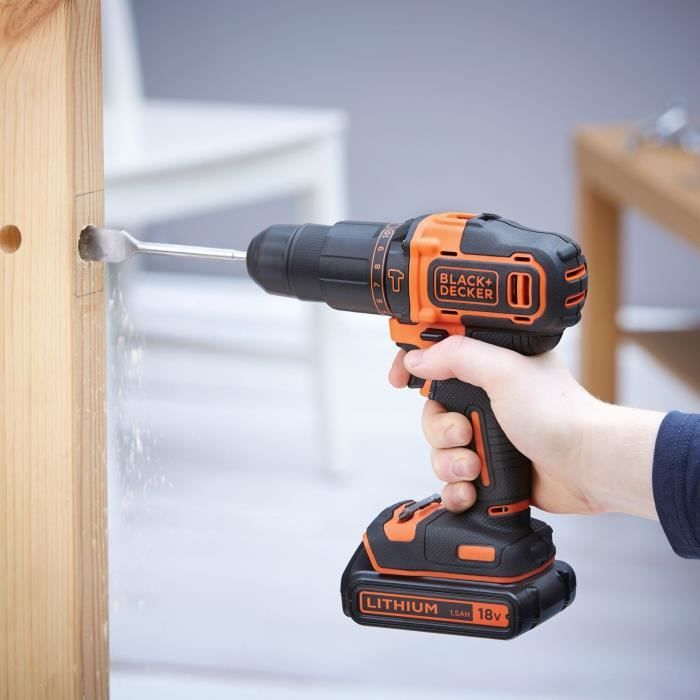 Cordless hammer drill - BLACK & DECKER - BDCHD18S32-QW - 18 V - 1 Battery 1.5 Ah