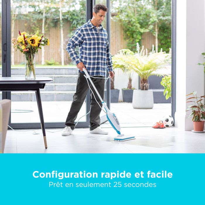Black+Decker - FSMH13E5 -QS - Steam broom with hand cleaner 5 in 1 1300W - Tank: 350 ml - Cable: 4.8m