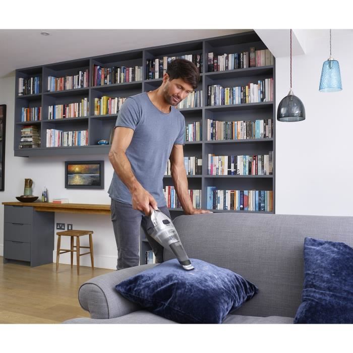 BLACK + DECKER NVC220WC-QW - Hand vacuum cleaner - Dustbuster Lithium 7,2V - EasyGrip - Chrome and Titanium