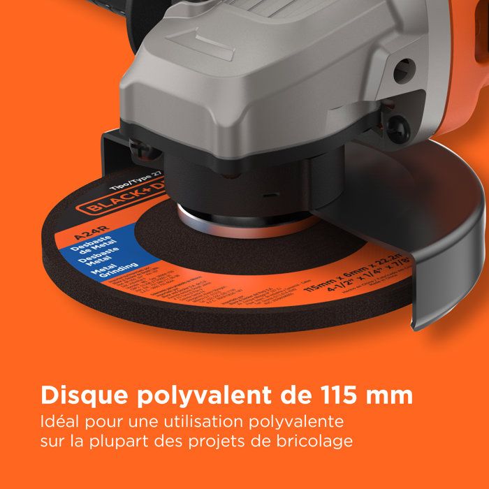 Black+Fricular angle grinder 710w beg010-qs side handle 3 positions