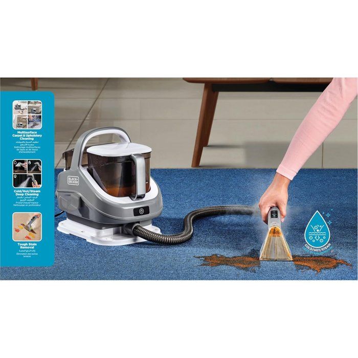 Shampouineuse multi-surfaces 3 en 1 - BLACK & DECKER - BHSC1350CHS-QS - 1300 W - Fonction vapeur - Double réservoir
