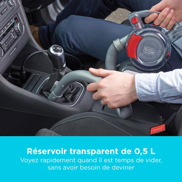 Black+Decker - PD1200AV -XJ - Dustbuster Flexi Auto 12V - Hand vacuum cleaner - Car connection - Cyclonic action