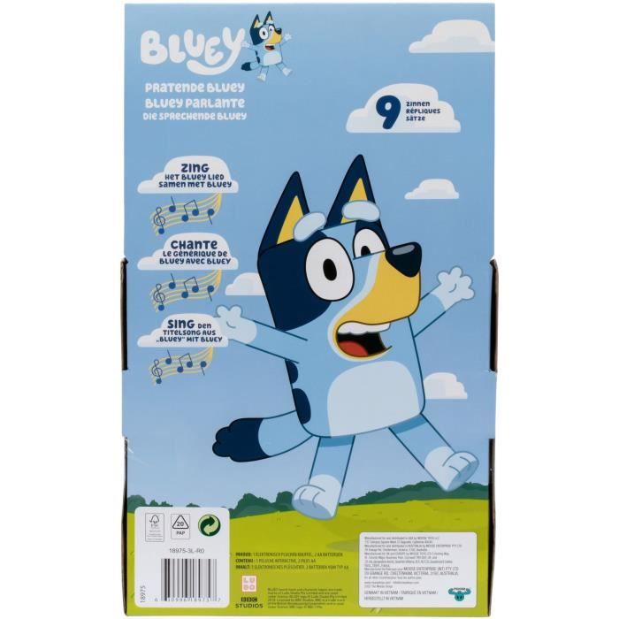 Talking plush toy - BLUEY - Bluey - 33 cm - Official voice - Theme music