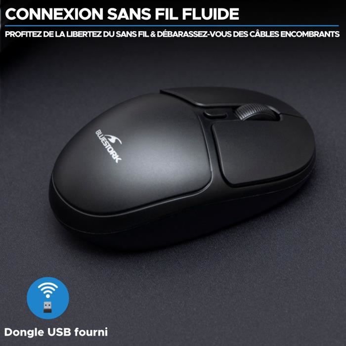 Wireless Mouse - BLUESTORK - Office 25 - PC/MAC - Black - 2.4 GHz Connection - Long Battery Life