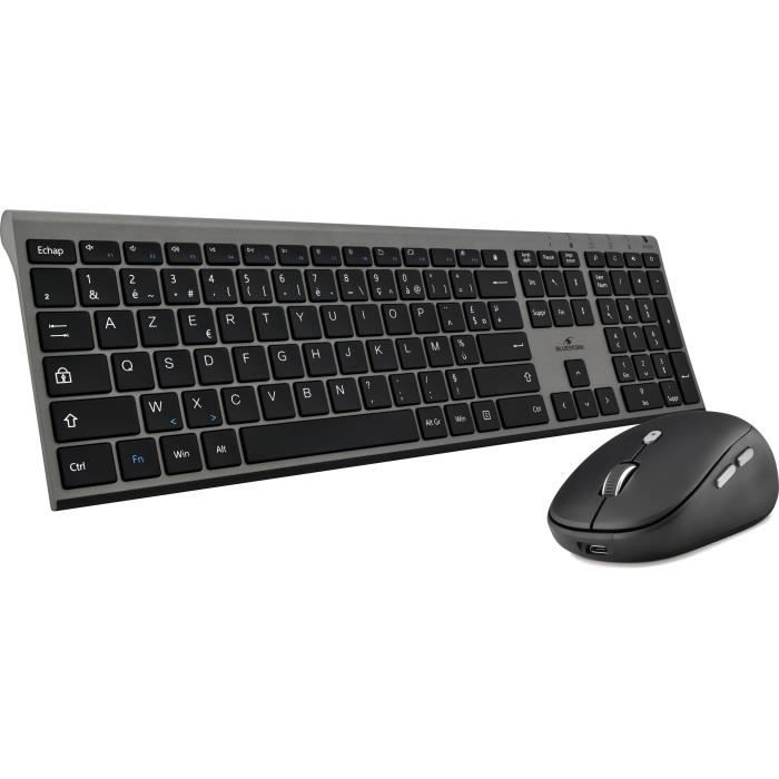 Keyboard + mouse - BLUESTORK - wireless - Grapheme - Black - PACK-WL-PC-BK / FR