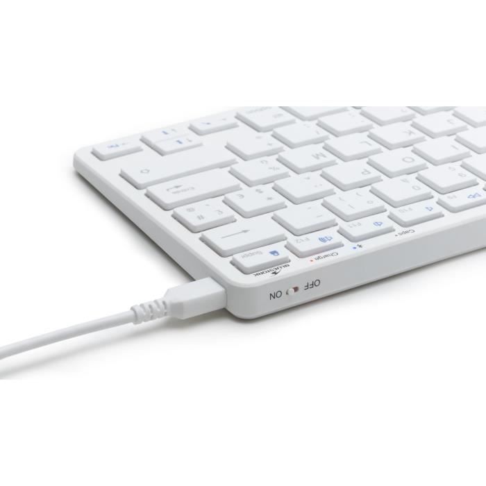 Wireless Keyboard - BLUESTORK - MINI MAC R - Compact - Rechargeable - White