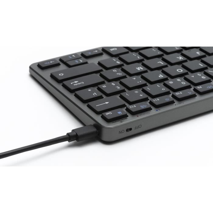 Wireless Keyboard - BLUESTORK - MINI R - Compact - Rechargeable - Grey/Black