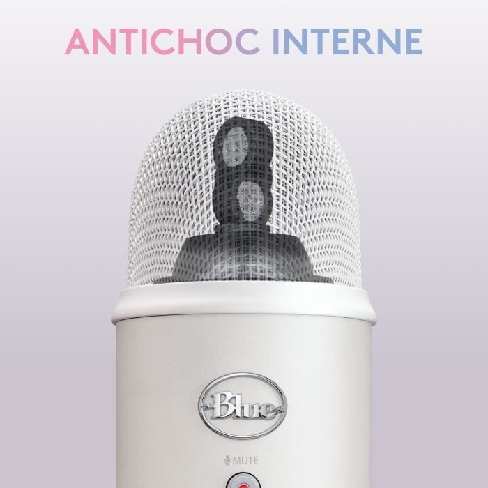 USB microphone - Blue Yeti Premium - For recording, streaming, gaming, podcast on PC or Mac - White White Mist