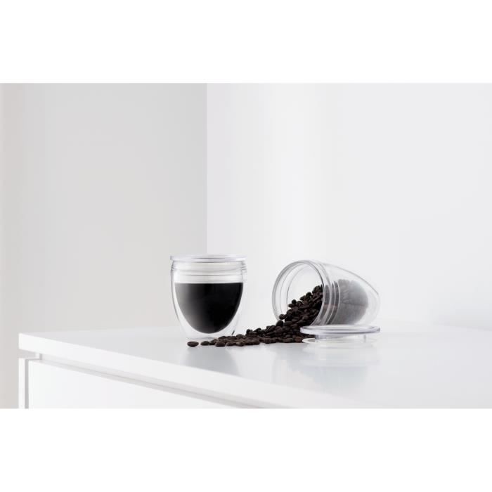 Set of 2 BODUM cups - Pavina To Go - Double-walled plastic - Airtight lid - 30 cl - Transparent