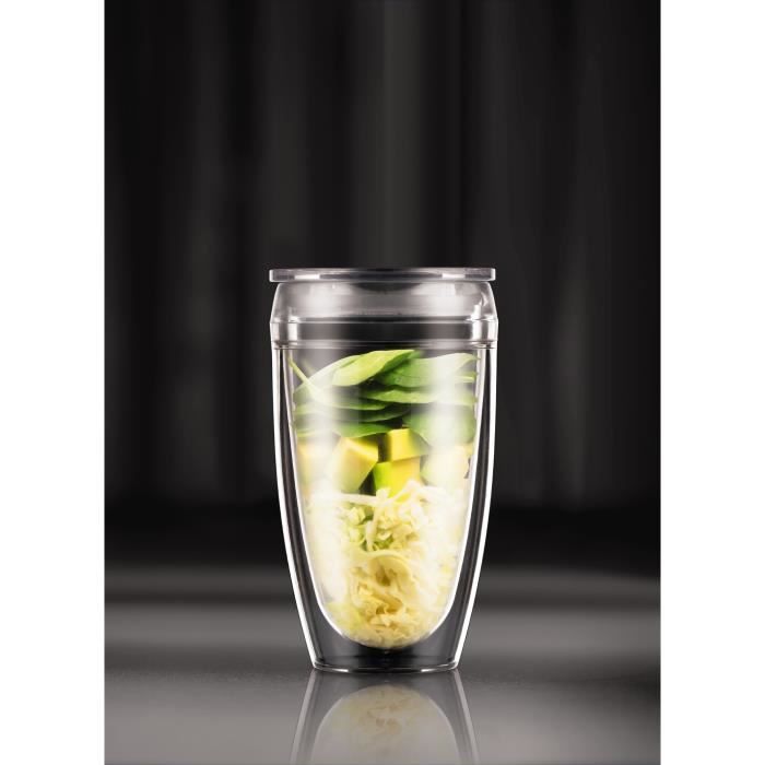 Set of 2 BODUM cups - Pavina To Go - Double-walled plastic - Airtight lid - 40 cl - Transparent