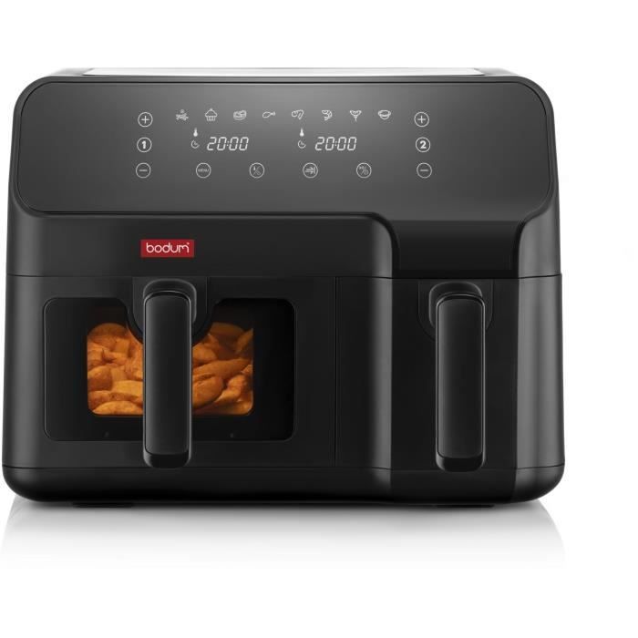 Oil-free fryer - BODUM - Double compartment 3.2L and 5.1L - 2700 W - Black