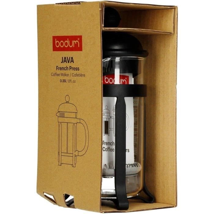 French press coffee maker - BODUM - JAVA - Black - 0.35 L - Stainless steel and borosilicate glass
