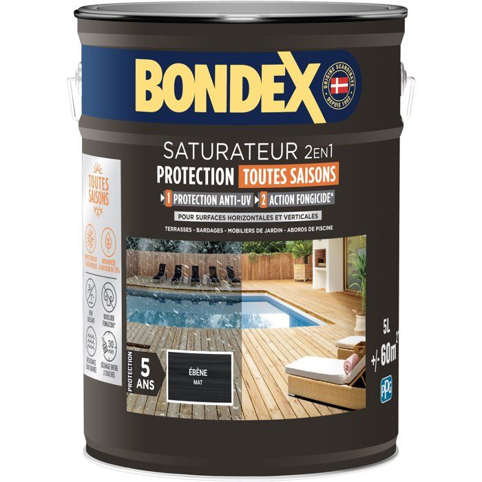 2 in 1 saturator - BONDEX - Matt ebony - 5 L