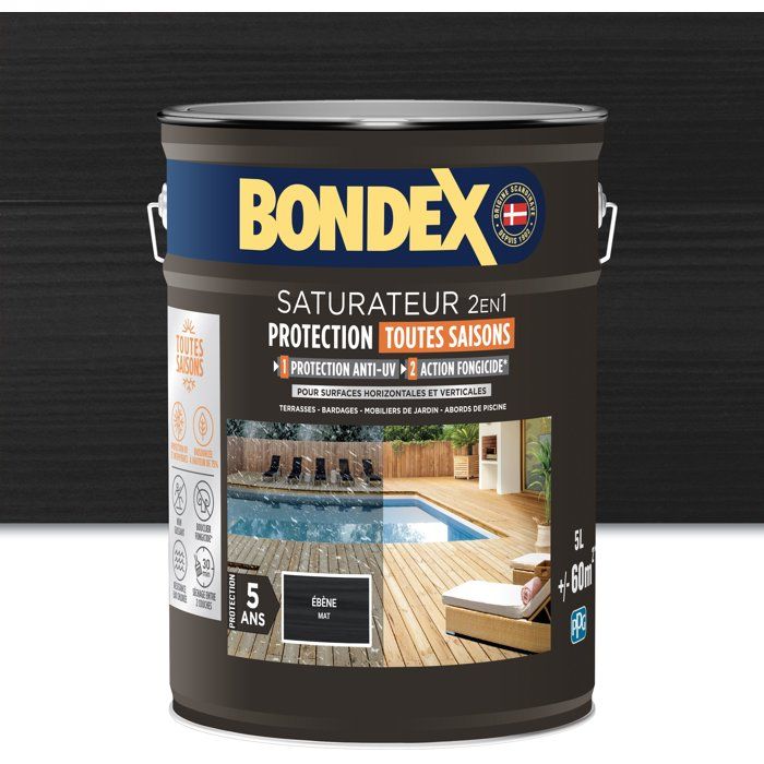 2 in 1 saturator - BONDEX - Matt ebony - 5 L
